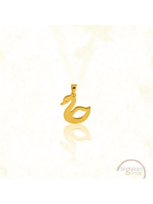 Bigakan Kuğ Kolye Ucu 925 Ayar Minimal Tasarım Altın Kaplama