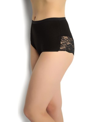 Jiber Kadın Arkası Dantelli Yüksek Bel Pamuk Likralı Külot 692- 12 Adet