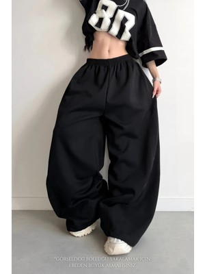 Vladivosto Paçası Bol ve Lastikli Yüksek Bel Cepleri Derin Rahat Kalıp Büyük Beden Oversize Baggy