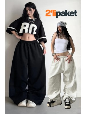 Vladivosto Paçası Bol ve Lastikli Yüksek Bel Cepleri Derin Rahat Kalıp Büyük Beden Oversize Baggy