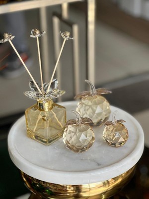 YNSK 3'lü Kristal Elma Obje & Kristal Koku Şişesi Set