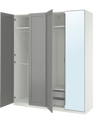 IKEA Beyaz Fonksiyonel Kapaklı Gardırop 200X60X236 cm