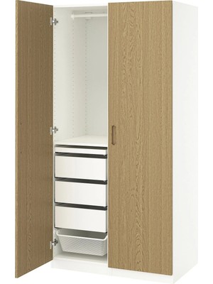 IKEA Beyaz Geniş Kapaklı Gardırop 100X60X201 cm