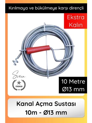 Svein #kanalaçıcı Kanal Açma Sustası 10 M 13 mm Profesyonel Lavabo Gider Açıcı Spirali Güçlü Temizlik