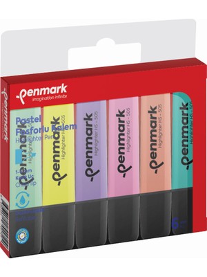 Kitabevimden Penmark Fosforlu Kalem 6 Lı Karışık Renk Pastel Hs 505 6p