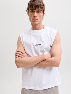 Jack & Jones Jjesoho Sleeveless Tee Sn Erkek T-Shirt 12288001 White