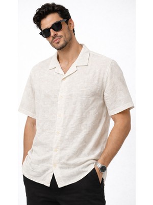 Premium Dokulu Kısa Kollu Erkek Gömlek – Rahat Kesim Yazlık
