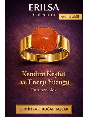 Erilsa Sertifikalı Turuncu Akik Doğal Taş Yüzük – Kendini Keşfet Enerji Ayarlanabilir