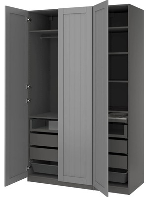 IKEA Koyu Gri Fonksiyonel Kapaklı Gardırop 150X60X236 cm
