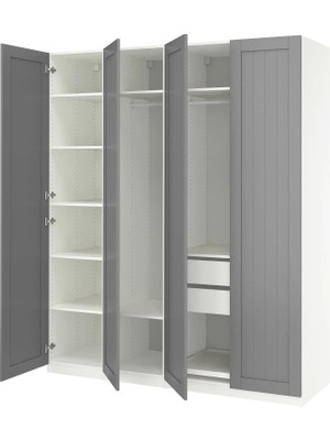 IKEA Beyaz Geniş Kapaklı Gardırop 200X60X236 cm