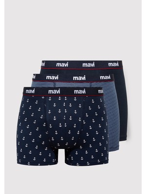 Mavi 3lü Baskılı Lacivert Boxer 0912348-30717
