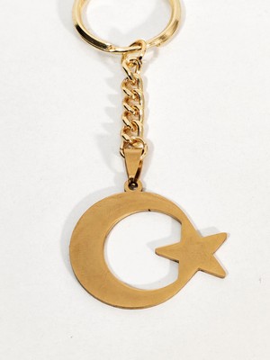 Moncuk Design Ay Yıldız Figürlü Anahtarlık Gold Renk – Milli ve Anlamlı Şık Çanta & Anahtar Aksesuarı