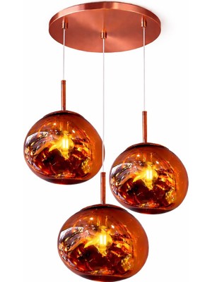 Roseamber  Rose Gold Sarkıt Avize – Amber Camlı Modern Dekoratif Aydınlatma