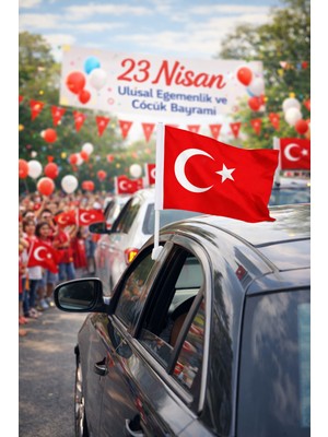 Herşey Nota 30X45 cm Konvoy Bayrağı Alpaka Kumaş – Dayanıklı, Canlı Renkli Araç Bayrağı (1 Adet)