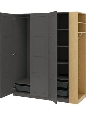 IKEA Koyu Gri Fonksiyonel Kapaklı Gardırop 170X60X201 cm