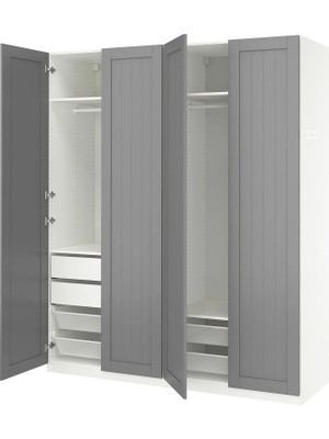IKEA Beyaz Sağlam Kapaklı Gardırop 200X60X236 cm