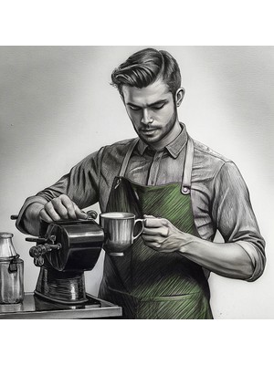 Aden Dijital Dekoratif Barista Temalı Kafeler Için Kanvas Tablo