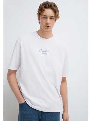 Mavi Baskılı Beyaz Tişört 0613290-620