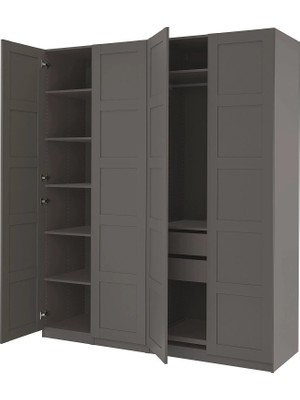 IKEA Koyu Gri Sağlam Kapaklı Gardırop 200X60X236 cm
