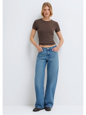 Mavi Kahverengi Basic Tişört 1613811-88067