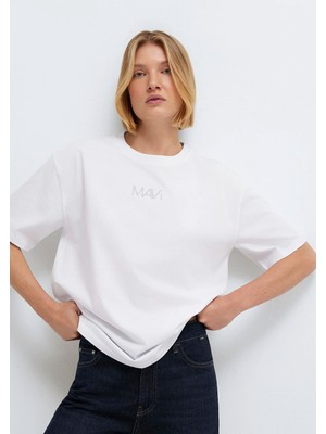 Mavi Mavi Logo Baskılı Beyaz Tişört 1613884-620