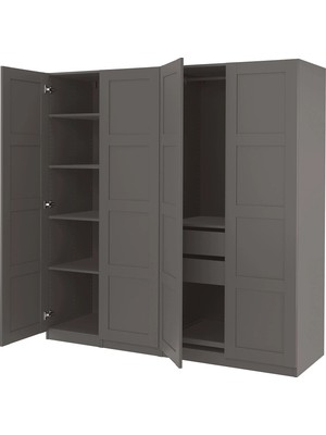 IKEA Koyu Gri Modern Kapaklı Gardırop 200X60X201 cm