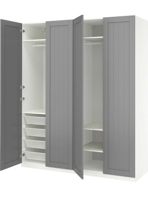 IKEA Beyaz Geniş Kapaklı Gardırop 200X60X236 cm