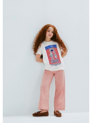 Mavi Keten Karışımlı Çizgili Pantolon 7010050-83312