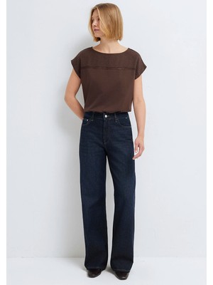 Mavi Dokulu Kahverengi Tişört 1613969-70236