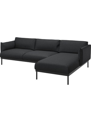 IKEA Siyah Modern Kanepe - Uzanma Koltuklu 3'lü Kanepe