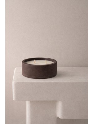 Lethe Studio Design Dekoratif Kahverengi Kase Mum 2 Fitilli Kokulu Soya Mum Minimal Ev Dekoru