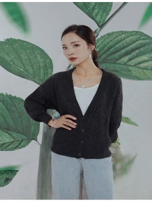 Elku Moda Unisex Hırka Triko Örgülü Desenli Örgü Hırka Şal Yaka Tüylenmez Düğme Kapamalı Naturel Pamuk Hırka