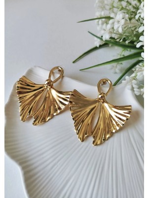 Halley Concept Golden Fan Çelik Küpe