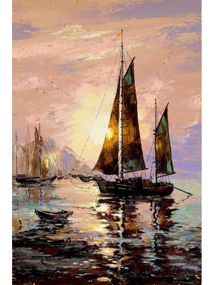 Aden Dijital Manzara Dekoratif Gemiler Doğa  Kanvas Tablo