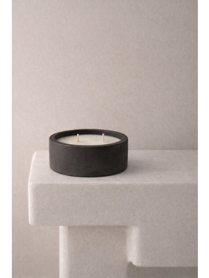 Lethe Studio Design Dekoratif Antrasit Gri Kase Mum 2 Fitilli Kokulu Soya Mum Minimal Ev Dekoru