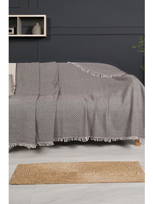 Virdis Home Pamuklu Koltuk Örtüsü 170X210 cm Tekli& Üçlü Koltuk, Çekyat ve Berjer İçin Şık Desenli Yıkanabilir| Kahverengi
