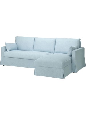 IKEA Mavi Lüks Kanepe - Uzanma Koltuklu 3'lü Kanepe
