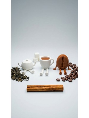 Stera Design Kahve Köşesi Dekor Seti – Sevimli Tasarımlı Fincan & Kahve Figürleri Masa Üstü Dekor