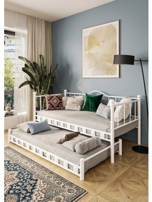 Missidea Kamelya Daybed Yavrulu Beyaz Karyola 90X190 cm