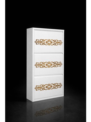 Arinna 3'lü Beyaz Gold Desenli Metal Ayakkabılık