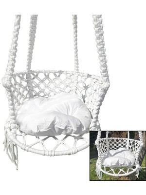 K-yonlineticaret Ipek Hamak Davul Salıncak  Minderli   ÇAP:60CM   150KG.TAŞIMA Kapasitesi   1-Asma Halatı - 1-Çelik D