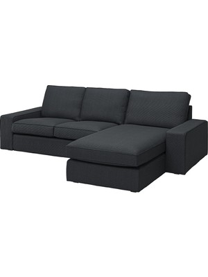 IKEA Antrasit Konforlu Kanepe - Uzanma Koltuklu 3'lü Kanepe