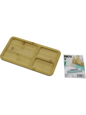 K-yonlineticaret Dikdörtgen 3 Bölmeli=2+1 Ahşap Bambu Servis Sunum Tepsi - Tahtası 24.8 x 13.8 x 1.4cm (5501)