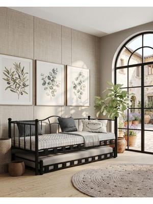 Missidea Kamelya Daybed Yavrulu Siyah Karyola 90X190 cm