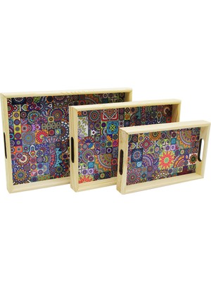 K-yonlineticaret 3 Boy Ahşap Tepsi Desenli Zemin 16X26 - 21X31 - 24X34CM (5501)