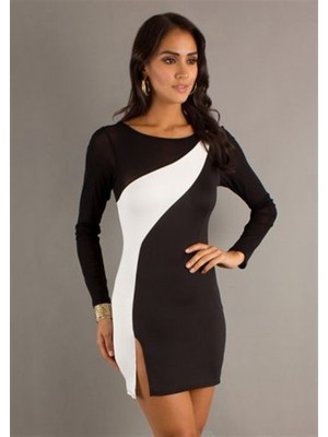 Bigelal EN2308111 Yırtmaçlı Parçalı Elbise