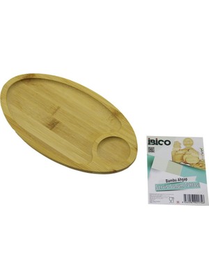 K-yonlineticaret Oval 2 Bölmeli=1+1 Ahşap Bambu Servis Sunum Tepsi - Tahtası Mini Tepsi 25 x 14 x 1.4cm (5501)