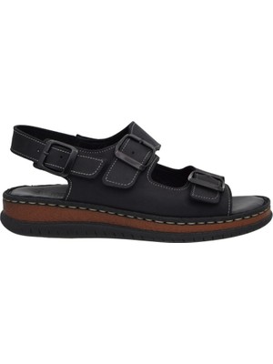 Ortopedia Ayarlanabilir Hakiki Deri Comfort Kadın Sandalet 2289 - Siyah