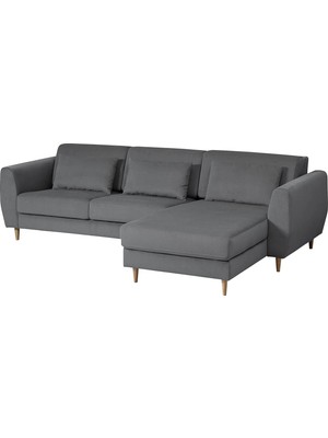IKEA Gri Şık Kanepe - Uzanma Koltuklu 3'lü Kanepe