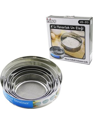 K-yonlineticaret Raund Strainer 6pcs Metal Un Elek Seti 15-17.5-19-20.5-24-27CM (5501)